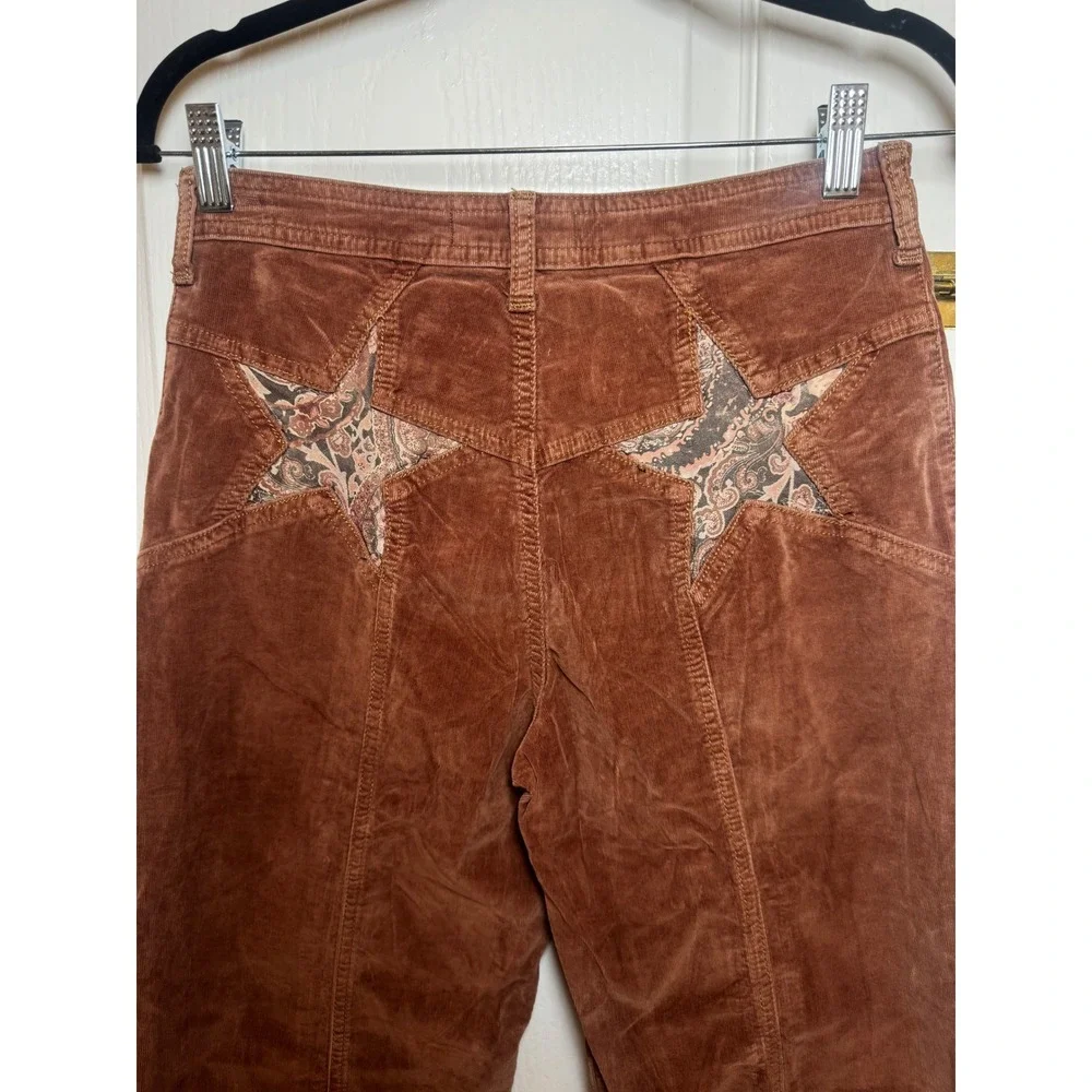 Free People Firecracker Flare Corduroy Pants Paisley Star Patchwork